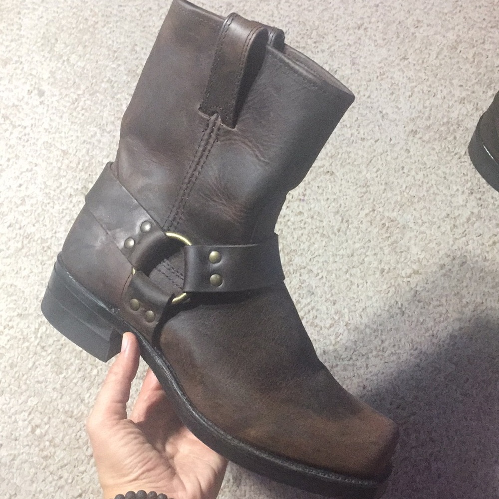 Frye Dark Brown Harness Boots 8.5